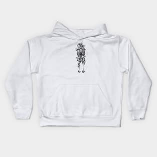 Big Boned Skeleton Flowers Kids Hoodie